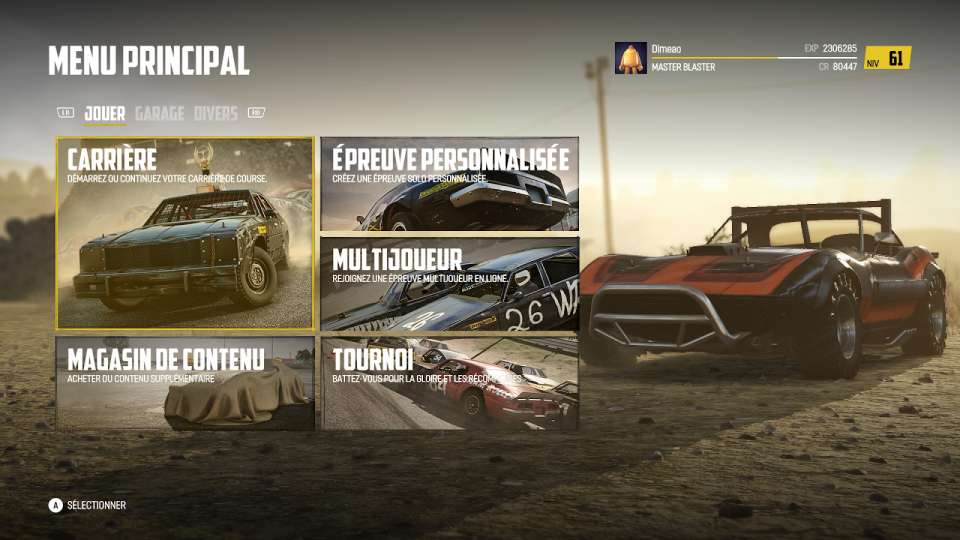menu principal