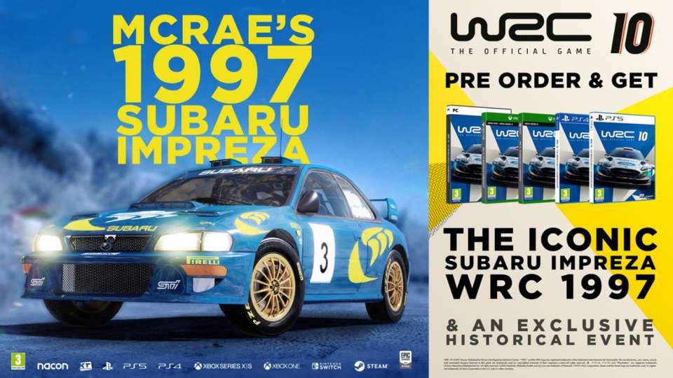 La Subaru Impreza WRC de Colin Mc Rae sera dans WRC 10