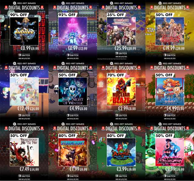 Grosses réductions sur des titres Switch numériques du catalogue de Red Art Games
