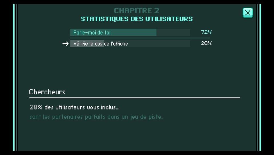Statistiques de fin de chapitres de STAY